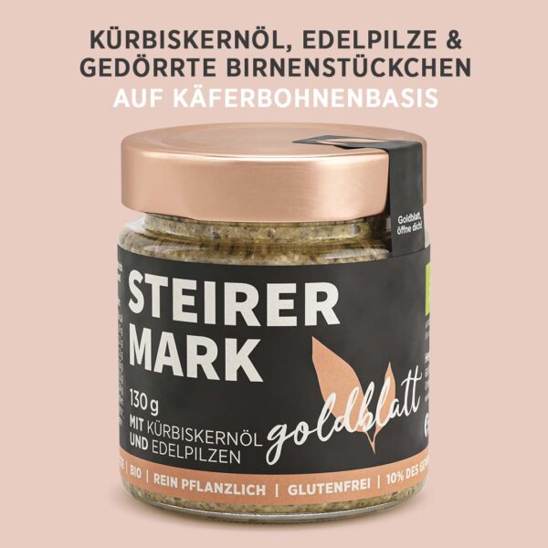 Käferbohnen-Kürbiskernöl-Edelpilz-Dörrbirnen Aufstrich "Steirermark"