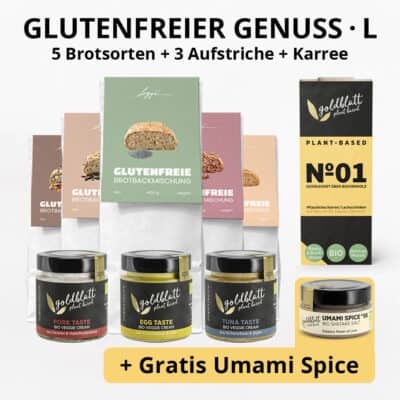 Glutenfreies Genusspaket von Goldblatt mit Loggä Brotbackmischungen